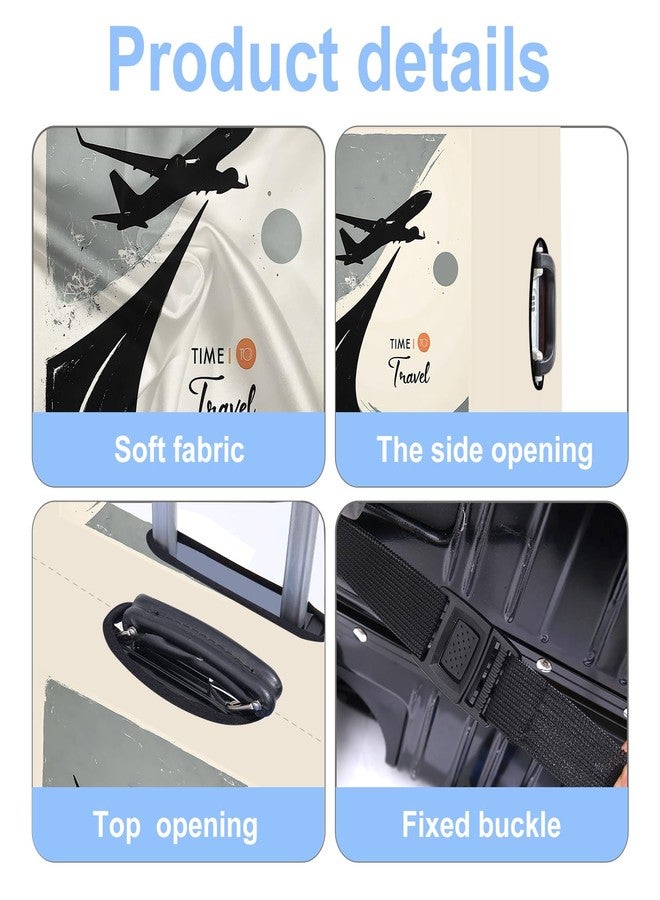 THISFIND Suitcase Cover with Time to Travel Design, Luggage Protector, Fit for 24-26Inch Luggage Durable Travel Bag Cover with Zipper Closure - Image 4
